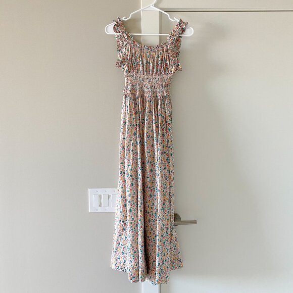 Doen Floral Midi Dress in Cream and Brown - Picture 3 of 9